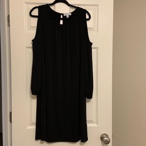 Cold Shoulder Long Sleeve Black Dress